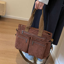 Load image into Gallery viewer, Ensfarget kordfløyel totebag
