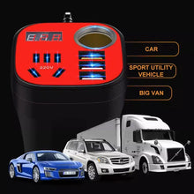Load image into Gallery viewer, Car Mounted Cup Type Inverter Converter QC Charger