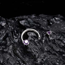 Load image into Gallery viewer, Zirkonia Hestesko Ring med Gjengede Stener for Piercinger
