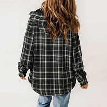 Load image into Gallery viewer, Women's Plaid Long Sleeve Fleece Hooded Jacket With Pockets