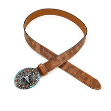 Load image into Gallery viewer, Retro Punk Embossed Western Denim Belt