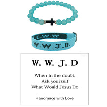 Load image into Gallery viewer, WWJD Cross Beaded Bracelet Set