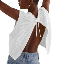 Load image into Gallery viewer, Women's Solid Split Tie Back Sweater Vest