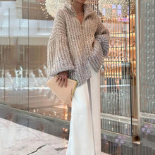 Load image into Gallery viewer, Knitted Sweater Jacket With Monochromatic Sequins