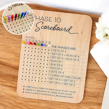 Load image into Gallery viewer, Wooden Phase 10 Score Board