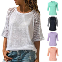 Load image into Gallery viewer, Magoloft ™ Lace Stitching Round Neck Cropped T-Shirt