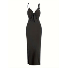 Load image into Gallery viewer, Women's Plain Cut Out Knot Front Split Thigh Cami Dress