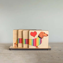 Load image into Gallery viewer, Dachshund Wood Coaster Set