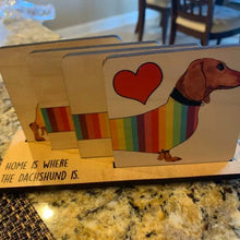 Load image into Gallery viewer, Dachshund Wood Coaster Set
