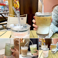 Load image into Gallery viewer, Glass Cup with Straw &amp; Lid