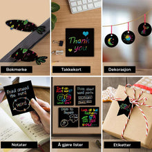 Load image into Gallery viewer, 【100 ark / 1 sett】DIY regnbuemagisk skrapepapir kunstsett