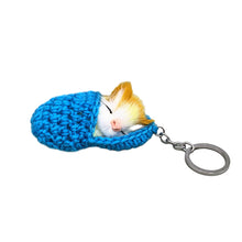 Load image into Gallery viewer, Cute Sleeping Kitten Keychain