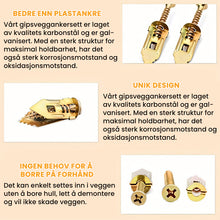 Load image into Gallery viewer, Gipsplater Expansjonsanker + Høystyrke Sink Skruer Sett (Pakke med 100)