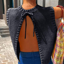 Load image into Gallery viewer, Women's Solid Split Tie Back Sweater Vest