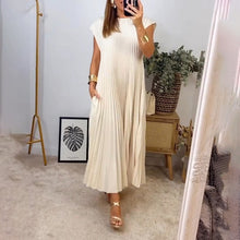 Load image into Gallery viewer, Women Pleated Simple Solid Color Dress