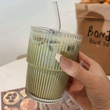 Load image into Gallery viewer, Glass Cup with Straw &amp; Lid