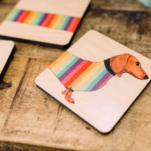 Load image into Gallery viewer, Dachshund Wood Coaster Set