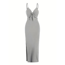 Load image into Gallery viewer, Women's Plain Cut Out Knot Front Split Thigh Cami Dress