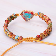Load image into Gallery viewer, Natural Stone Heart Charm Bracelet