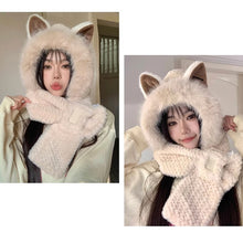 Load image into Gallery viewer, Cute Fox Ears 2-in-1 Hat and Scarf
