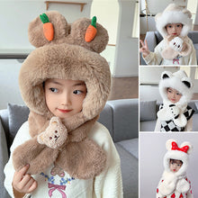 Load image into Gallery viewer, 2 in 1 Cute Cartoon Children's Warm Plush Hat