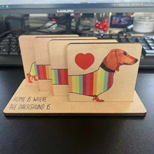 Load image into Gallery viewer, Dachshund Wood Coaster Set