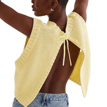 Load image into Gallery viewer, Women's Solid Split Tie Back Sweater Vest
