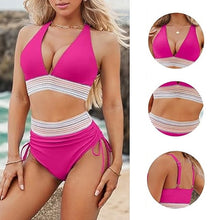 Load image into Gallery viewer, 2024 High Waisted Tummy Control Color Block Bikini Sets