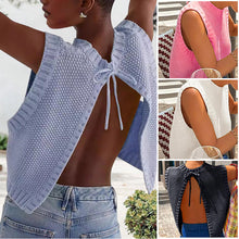 Load image into Gallery viewer, Women's Solid Split Tie Back Sweater Vest