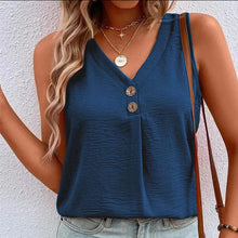 Load image into Gallery viewer, V-Neck Button Sleeveless Shirt