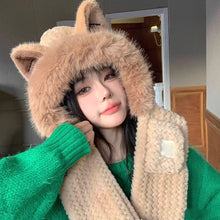 Load image into Gallery viewer, Cute Fox Ears 2-in-1 Hat and Scarf