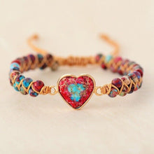 Load image into Gallery viewer, Natural Stone Heart Charm Bracelet