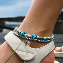 Load image into Gallery viewer, Sea turtle Anklet Starfish Turquoise