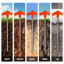 Load image into Gallery viewer, 8" innskruing av teltstaker - bakkeankre skrus inn