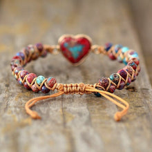 Load image into Gallery viewer, Natural Stone Heart Charm Bracelet