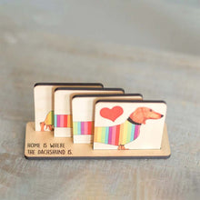 Load image into Gallery viewer, Dachshund Wood Coaster Set