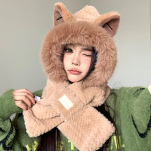 Load image into Gallery viewer, Cute Fox Ears 2-in-1 Hat and Scarf