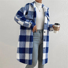 Load image into Gallery viewer, Women’s Chic Plaid Print Warm Plush Long Coat