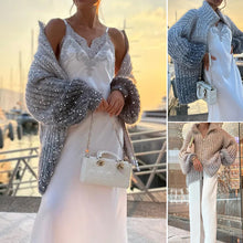 Load image into Gallery viewer, Knitted Sweater Jacket With Monochromatic Sequins