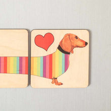 Load image into Gallery viewer, Dachshund Wood Coaster Set