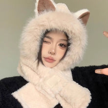 Load image into Gallery viewer, Cute Fox Ears 2-in-1 Hat and Scarf