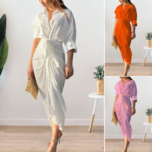 Load image into Gallery viewer, Lapel Shirt Solid Color Dress