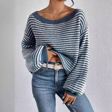 Load image into Gallery viewer, Women's Striped Drop Shoulder Sweater