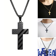 Load image into Gallery viewer, American Flag Cross Pendant Necklace