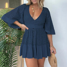 Load image into Gallery viewer, Lace Crochet Romper Dress with Built-in Shorts
