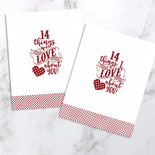 Load image into Gallery viewer, Valentine's Scratch Off Advent "14 things I or WE love about you!"