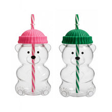 Load image into Gallery viewer, Adorable Teddy Bear Glass Straw Cup