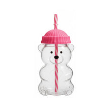 Load image into Gallery viewer, Adorable Teddy Bear Glass Straw Cup