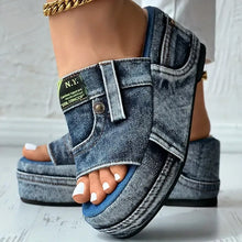 Load image into Gallery viewer, Women's Platform Denim Sandals