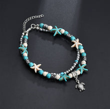 Load image into Gallery viewer, Sea turtle Anklet Starfish Turquoise